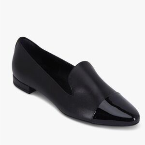 AGL Black Leather cap-toe Loafers size 36.5